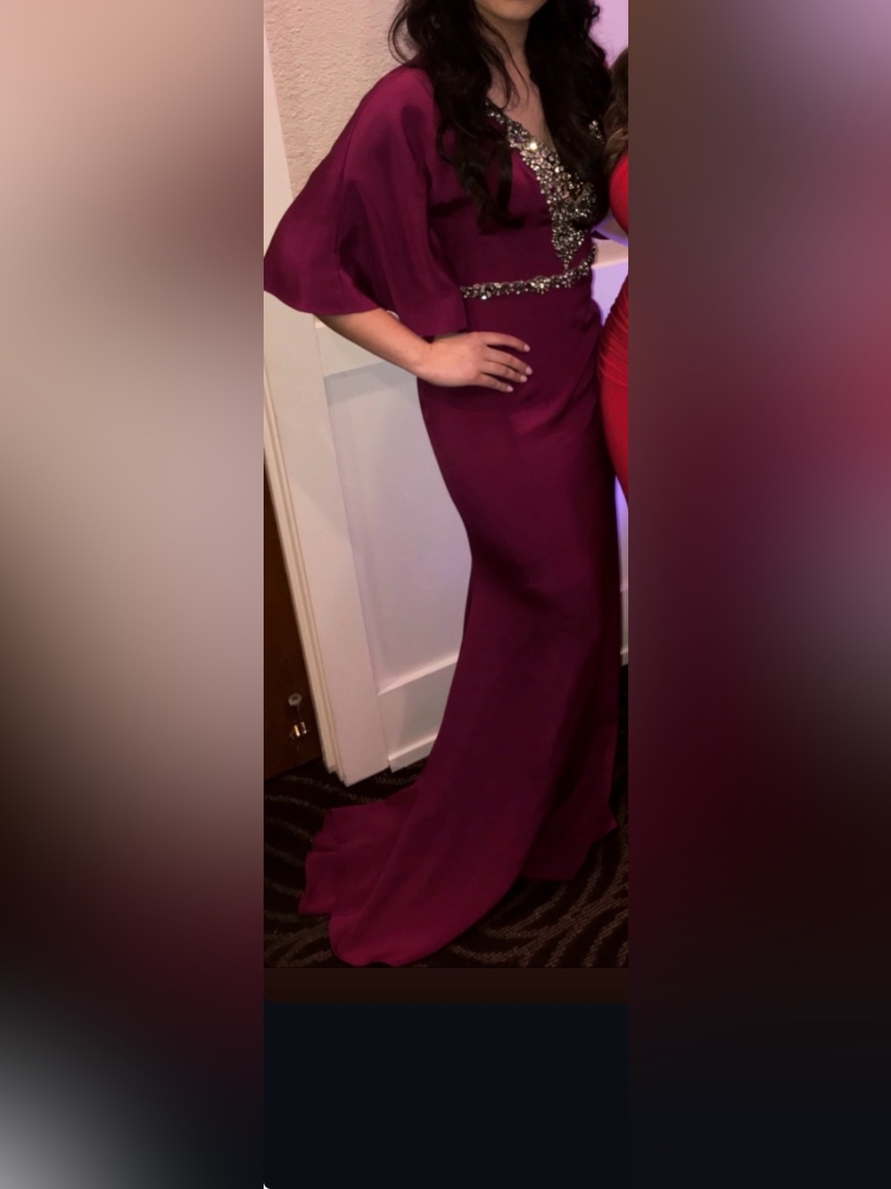 Embellished Plum Evening Gown - Elegant Women's Dress